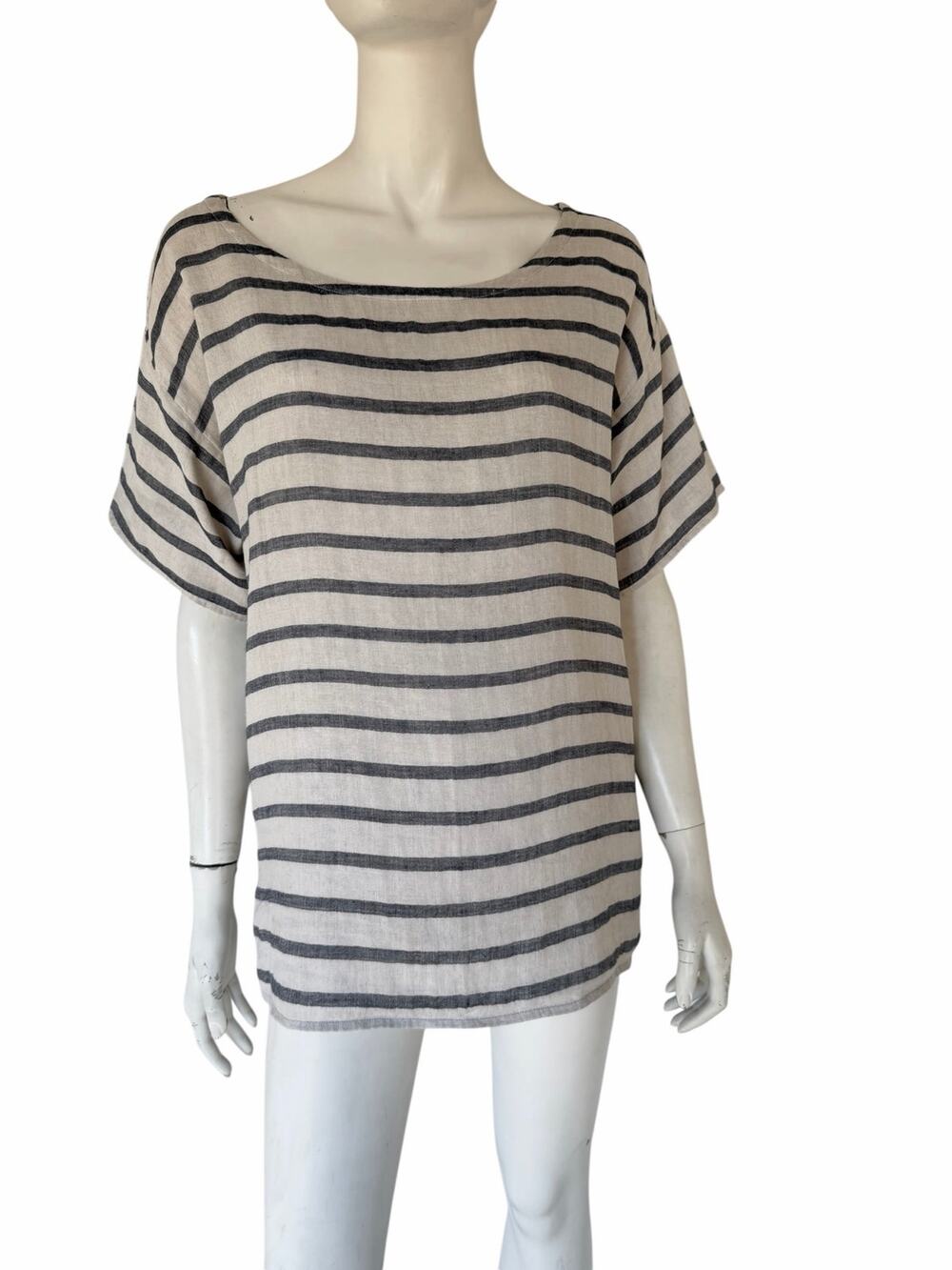 Eileen Fisher striped linen and organic oversized cotton top size M